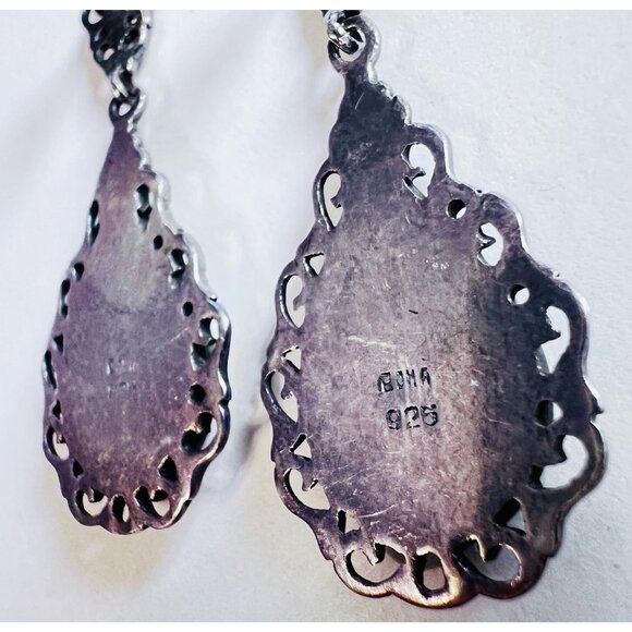 Vintage Boma 925 Silver Lavender Pink MOP Iridescent Post Earrings Art Deco - Picture 7 of 7